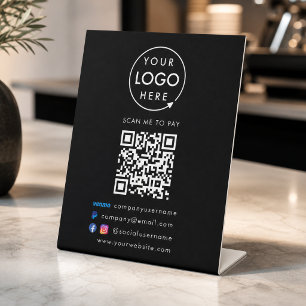 QR Code Pay   Venmo Paypal Payment Business Black Pedestal Sign
