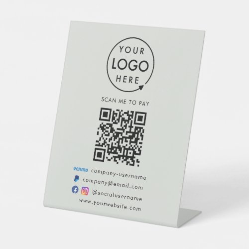 QR Code Pay  Venmo Paypal Payment Business Gray Pedestal Sign