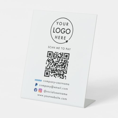 QR Code Pay  Venmo Paypal Payment Business Logo Pedestal Sign