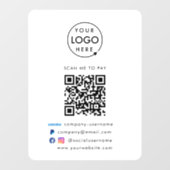 QR Code Pay | Venmo Paypal Payment Business Logo Window Cling | Zazzle