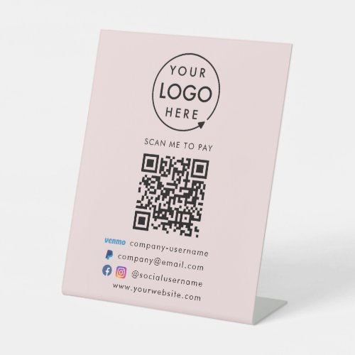 QR Code Pay  Venmo Paypal Payment Business Pink Pedestal Sign