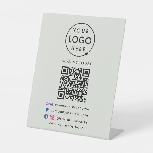 QR Code Pay  Zelle Paypal Payment Business Gray Pedestal Sign