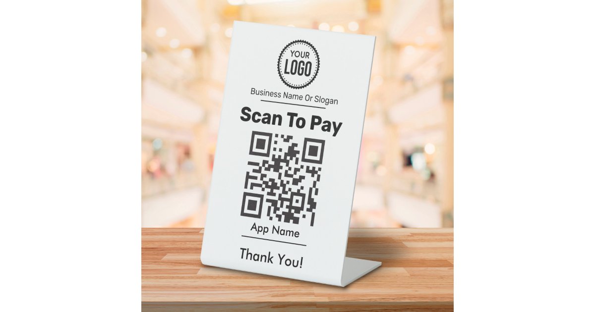 Qr Code Sign Pament QR Code Payment By Online Digital Wallet Pedestal Sign | Zazzle