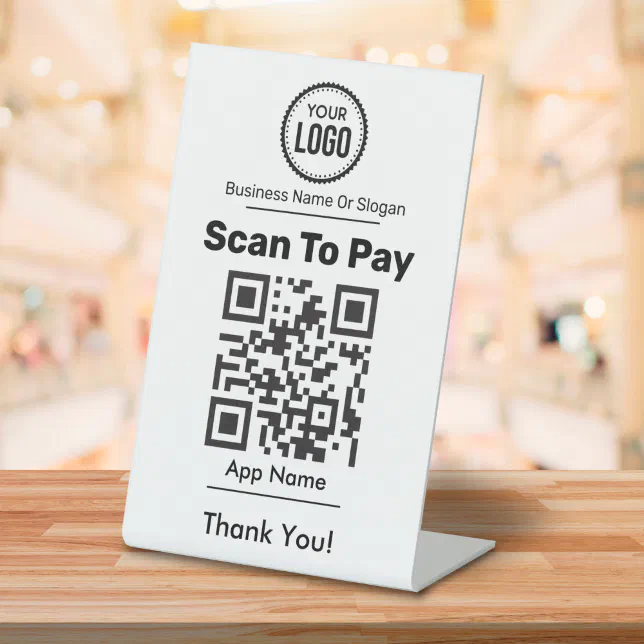 Qr Code Sign Pament QR Code Payment By Online Digital Wallet Pedestal Sign | Zazzle