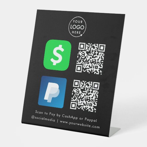 QR Code Payment  CashApp Paypal Scan to Pay Black Pedestal Sign