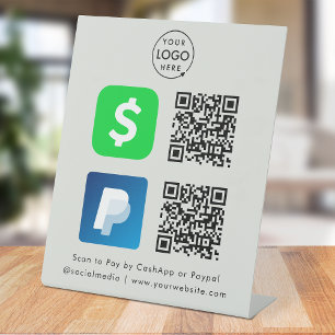 QR Code Payment CashApp Paypal Scan to Pay Gray Pedestal Sign