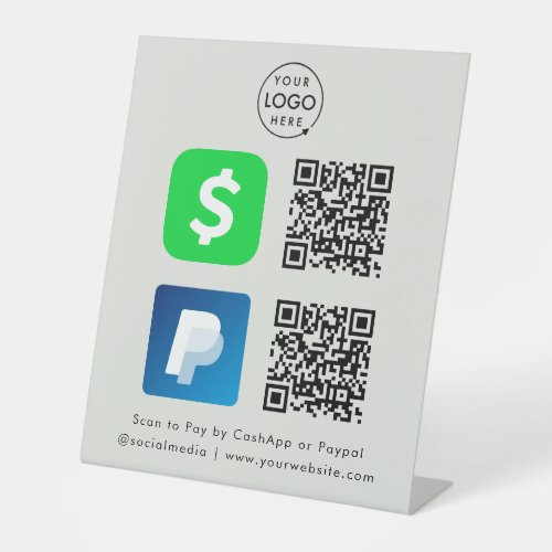 QR Code Payment  CashApp Paypal Scan to Pay Gray  Pedestal Sign