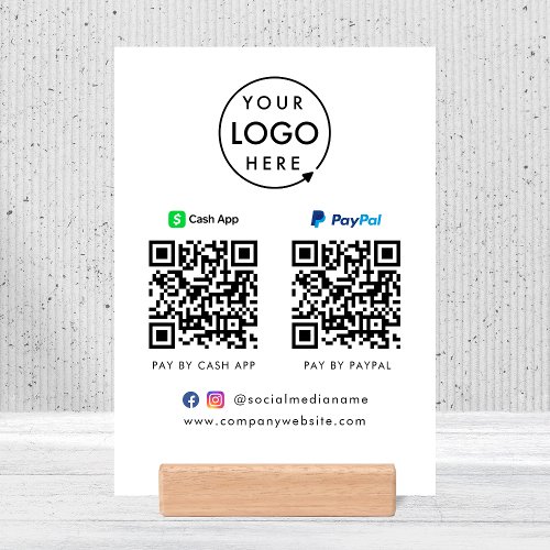 QR Code Payment  CashApp Paypal Scan to Pay Logo Holder