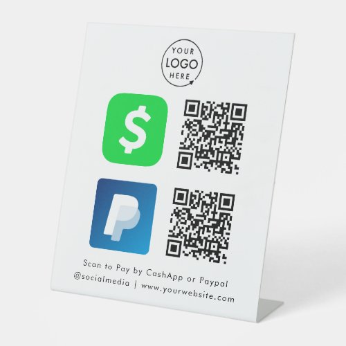 QR Code Payment  CashApp Paypal Scan to Pay Logo Pedestal Sign