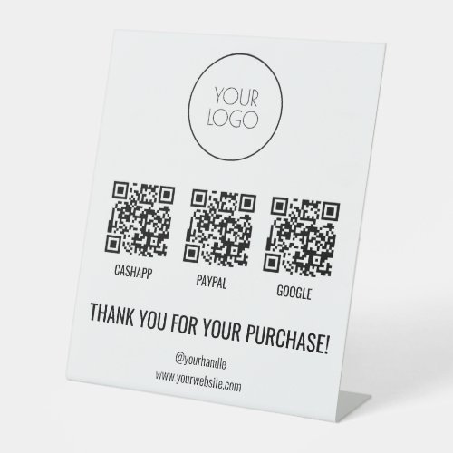 QR Code Payment Cashapp Paypal Your Logo Pedestal Sign