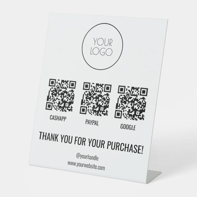 QR Code Payment Cashapp Paypal Your Logo Pedestal Sign (Front)