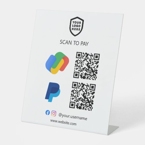 QR Code Payment  Google Pay  Paypal Scan to Pay Pedestal Sign