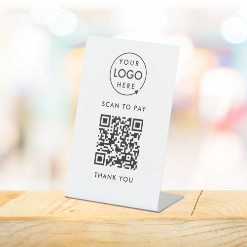QR Code Payment  Logo Contactless Scan to Pay Pedestal Sign