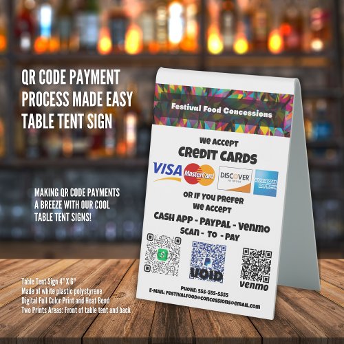 QR Code Payment Process Made Easy  Table Tent Sign