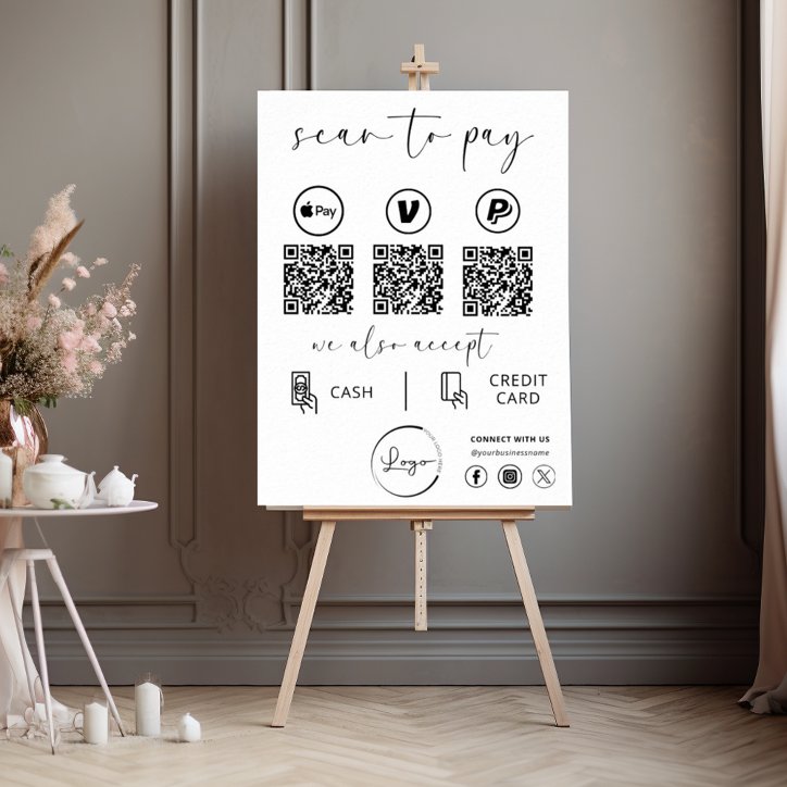 QR Code Payment Scan To Pay Business Logo Foam Board
