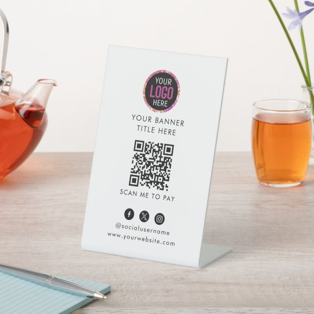 QR Code Payment | Scan to Pay Business Logo Pedest Pedestal Sign (In SItu)