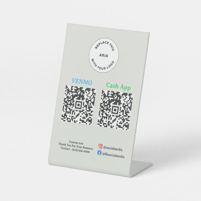 QR Code Payment - Scan to Pay Business Logo Pedestal Sign (Front)
