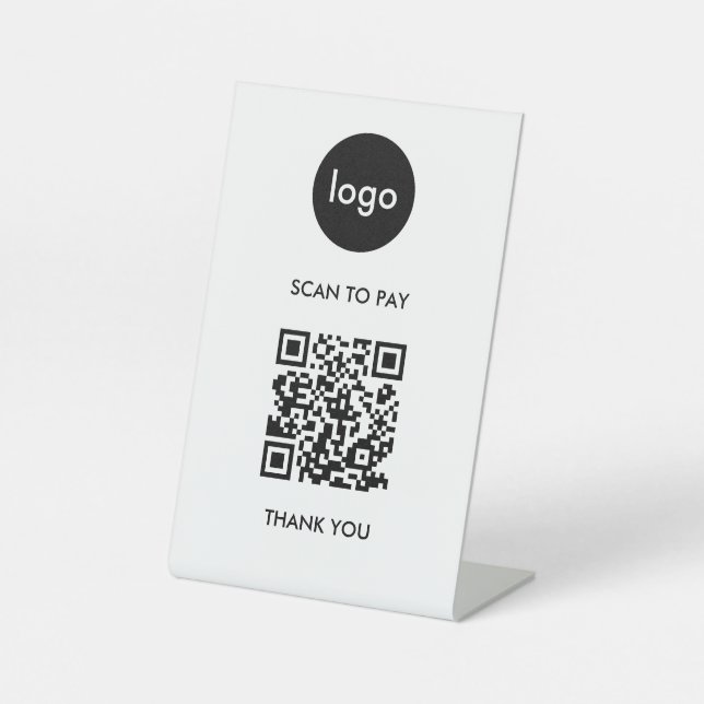 QR Code Payment Scan To Pay Business Logo Pedestal Sign (Front)