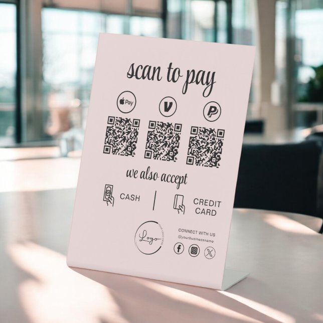 QR Code Payment - Scan to Pay Business Logo Pedestal Sign (Creator Uploaded)