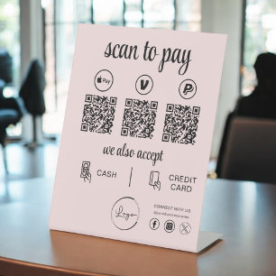 QR Code Payment - Scan to Pay Business Logo Pedestal Sign