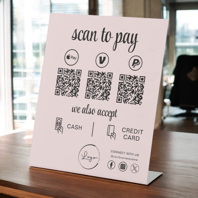 QR Code Payment - Scan to Pay Business Logo Pedestal Sign (Creator Uploaded)