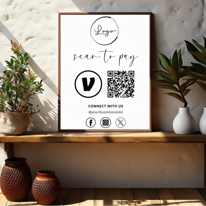 QR Code Payment Scan To Pay Business Logo Poster