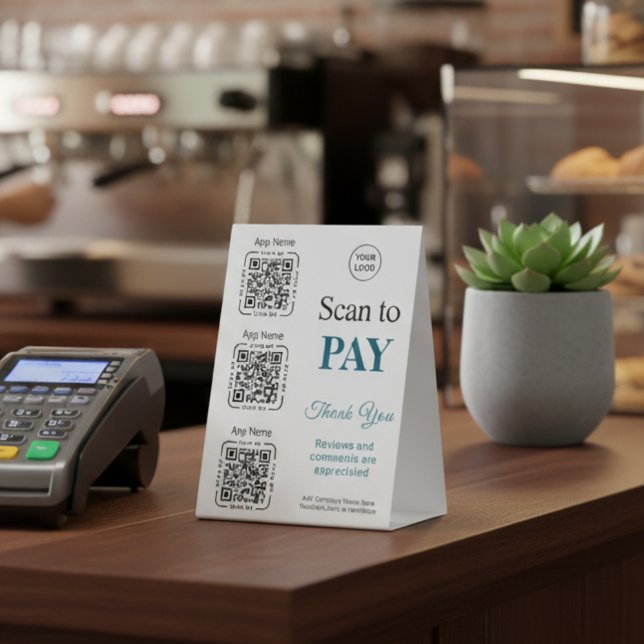QR Code Payment - Scan to Pay Business Logo Table Tent (Creator Uploaded)