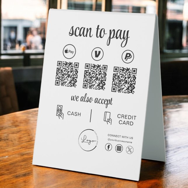 QR Code Payment - Scan to Pay Business Logo Table Tent (Creator Uploaded)
