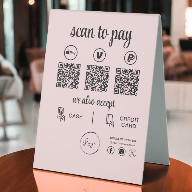 QR Code Payment - Scan to Pay Business Logo Table Tent (Creator Uploaded)