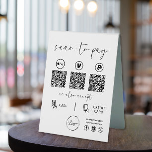 QR Code Payment - Scan to Pay Business Logo Table Tent