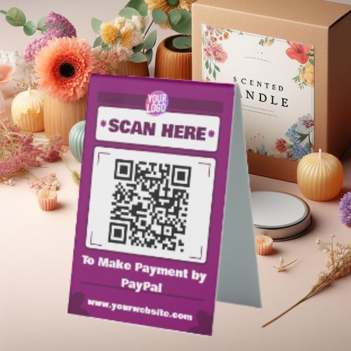 QR Code Payment  Scan to Pay Business Logo Table Tent Sign