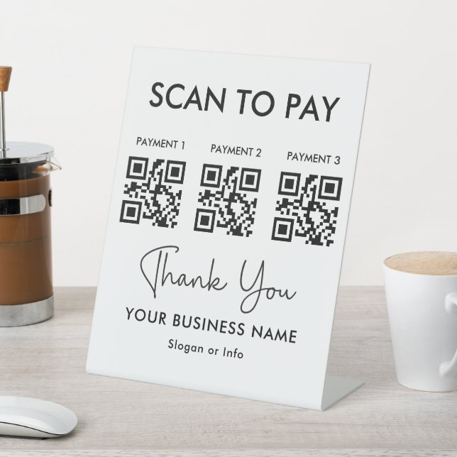 QR Code Payment | Scan to Pay Business White Pedestal Sign (In SItu)