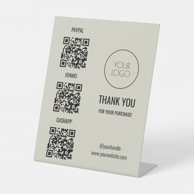 QR Code Payment Scan to Pay Logo Business Pedestal Sign (Front)