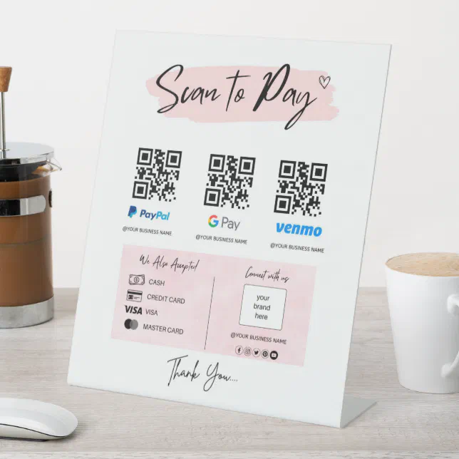QR Code Payment Scan to Pay Pedestal Sign Zazzle