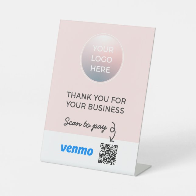 QR Code Payment Scan To Pay Pink Business Pedestal Sign (Front)