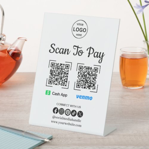 QR Code Payment Scan to Pay Venmo Cash App Logo Pedestal Sign