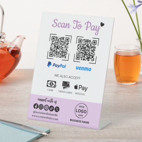 QR Code Payment Scan to Pay Venmo Paypal  Pedestal Sign