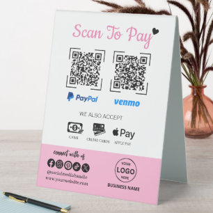 QR Code Payment Scan to Pay Venmo Paypal  Table Tent