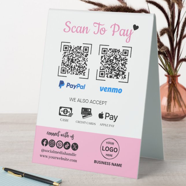 QR Code Payment Scan to Pay Venmo Paypal  Table Tent (In SItu (Table))