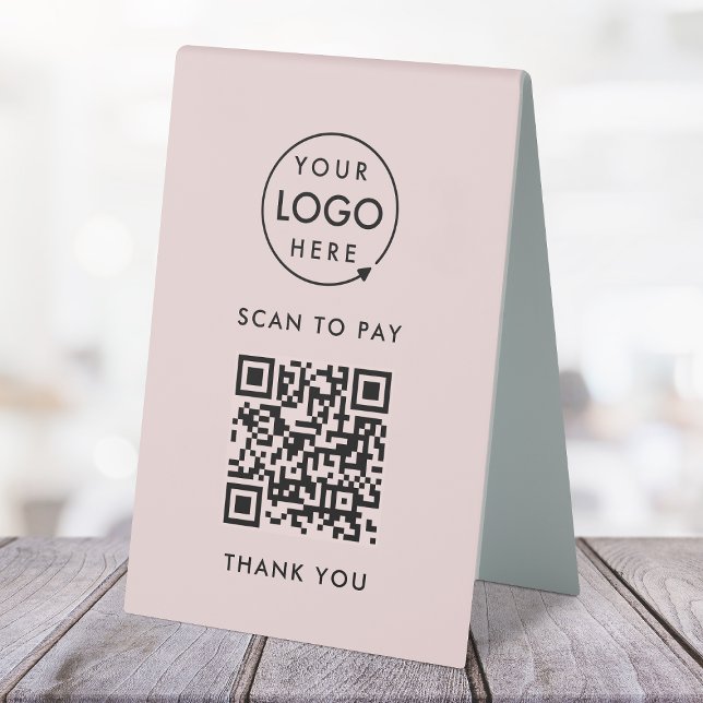 QR Code Payment Table Tent Sign | Scan to Pay (Interactive "scan to pay” QR code cash wrap table signs for electronic payment transactions.)