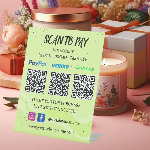 QR Code Payment  Venmo Paypal CashApp to Pay Logo Pedestal Sign