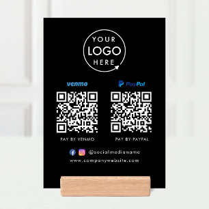 QR Code Payment   Venmo Paypal Scan to Pay Black Holder