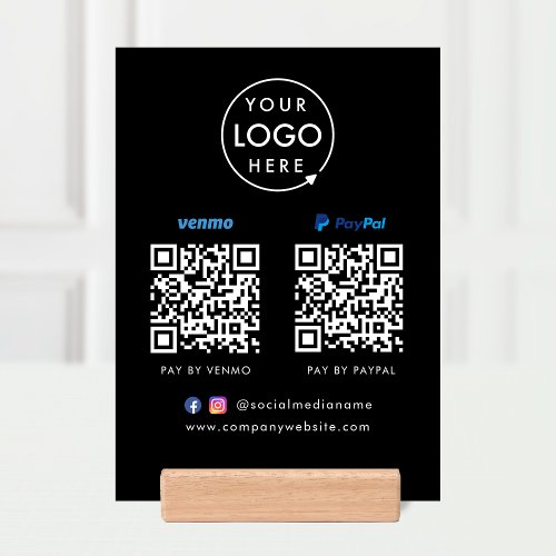QR Code Payment  Venmo Paypal Scan to Pay Black Holder