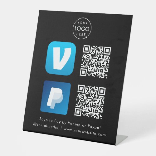 QR Code Payment  Venmo  Paypal Scan to Pay Black Pedestal Sign