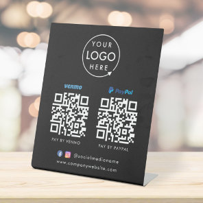QR Code Payment | Venmo Paypal Scan to Pay Black Pedestal Sign