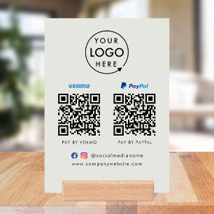 QR Code Payment Venmo Paypal Scan to Pay Gray Holder