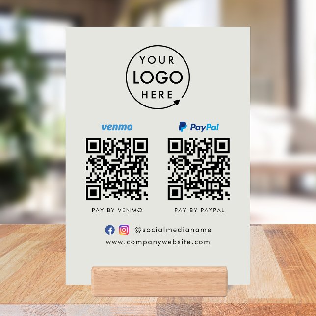 QR Code Payment | Venmo Paypal Scan to Pay Gray Holder (Versatile digital payment tabletop signs for sales, retail stores, salons, pop-ups, events & more!)