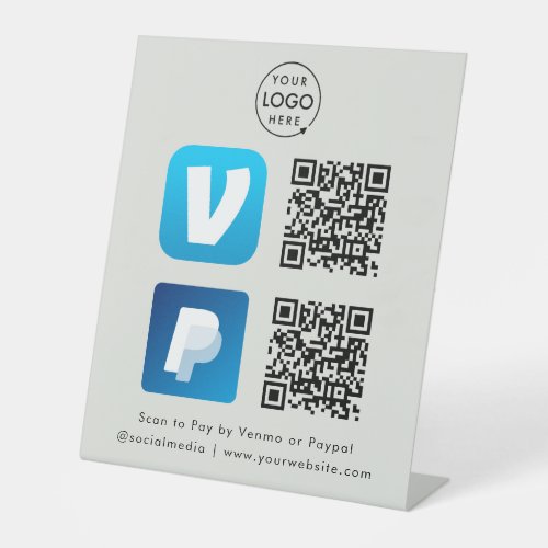 QR Code Payment  Venmo  Paypal Scan to Pay Gray Pedestal Sign