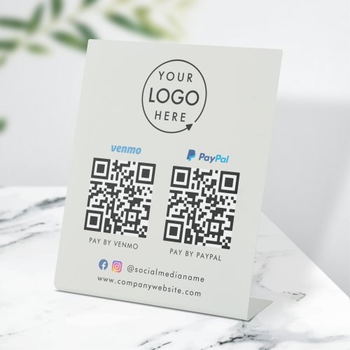 QR Code Payment  Venmo Paypal Scan to Pay Gray Pedestal Sign