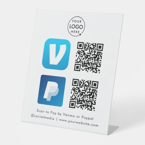 QR Code Payment  Venmo  Paypal Scan to Pay Logo Pedestal Sign